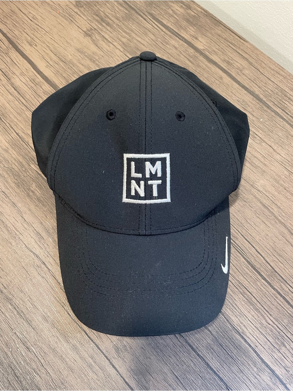 Nike Black Baseball Cap with White Embroidered LMNT and Swoosh NWT